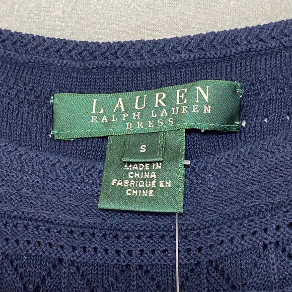 Lauren Ralph Lauren Navy Blue Knit Dress Sleeveless Textured Size S - Picture 2 of 11